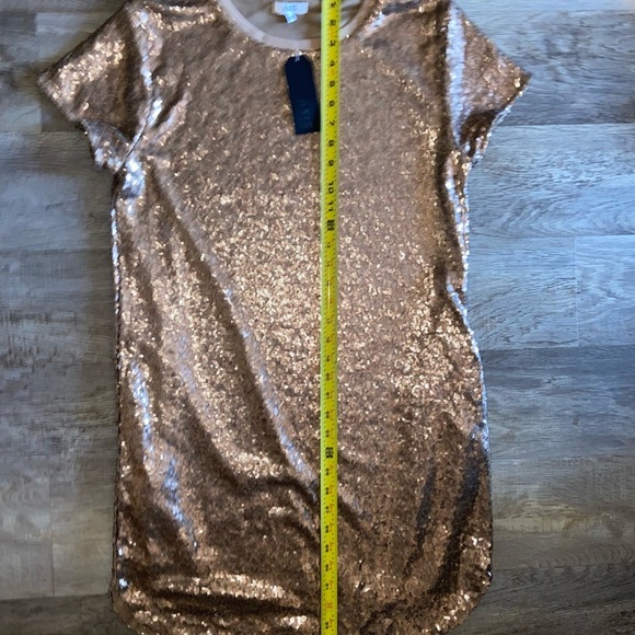 NWT Gold Sequin Scoop Neck Short Casual Dress with pockets size M - Picture 6 of 12